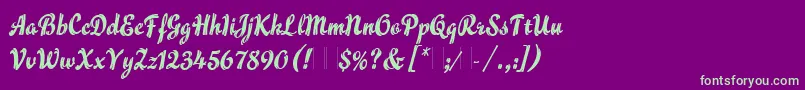 FlammeLetPlain.1.0 Font – Green Fonts on Purple Background