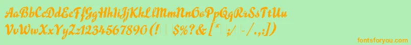 FlammeLetPlain.1.0-Schriftart – Orangefarbene Schriften auf grünem Hintergrund