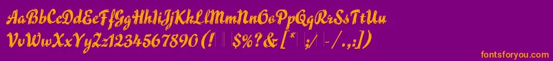 FlammeLetPlain.1.0 Font – Orange Fonts on Purple Background