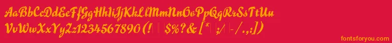 フォントFlammeLetPlain.1.0 – 赤い背景にオレンジの文字