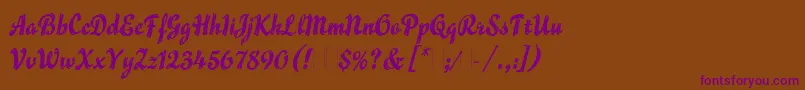 FlammeLetPlain.1.0 Font – Purple Fonts on Brown Background