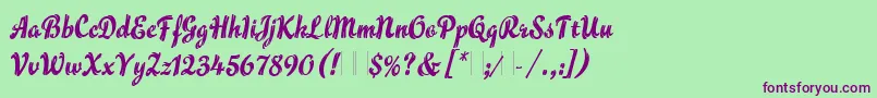 FlammeLetPlain.1.0 Font – Purple Fonts on Green Background