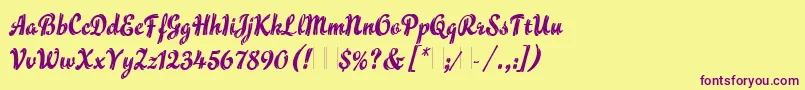 FlammeLetPlain.1.0 Font – Purple Fonts on Yellow Background