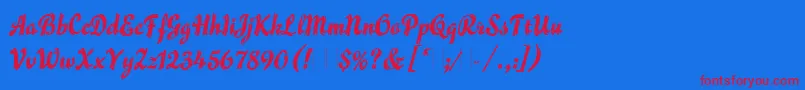 FlammeLetPlain.1.0-Schriftart – Rote Schriften auf blauem Hintergrund