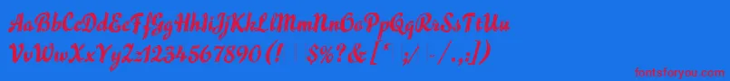 FlammeLetPlain.1.0 Font – Red Fonts on Blue Background