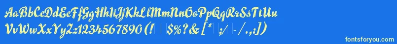 FlammeLetPlain.1.0 Font – Yellow Fonts on Blue Background