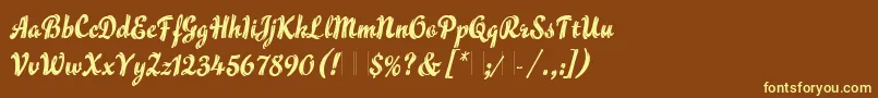 FlammeLetPlain.1.0 Font – Yellow Fonts on Brown Background