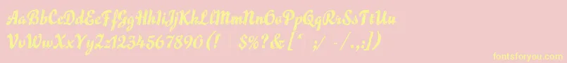 FlammeLetPlain.1.0-Schriftart – Gelbe Schriften auf rosa Hintergrund