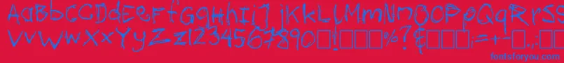 Mozugushi Font – Blue Fonts on Red Background