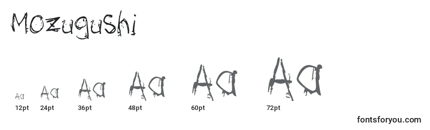 Размеры шрифта Mozugushi