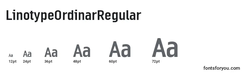 Размеры шрифта LinotypeOrdinarRegular