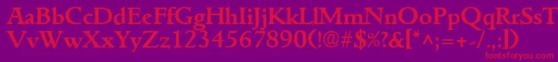 GoudyitalianBold-Schriftart – Rote Schriften auf violettem Hintergrund