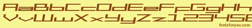 フォントSfSquareHeadExtendedItalic – 茶色の文字が黄色の背景にあります。