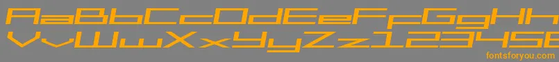 フォントSfSquareHeadExtendedItalic – オレンジの文字は灰色の背景にあります。