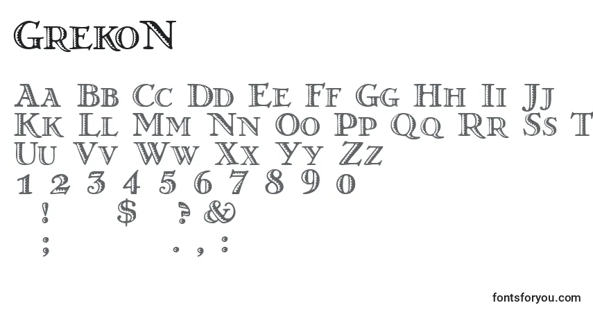Schriftart GrekoN – Alphabet, Zahlen, spezielle Symbole