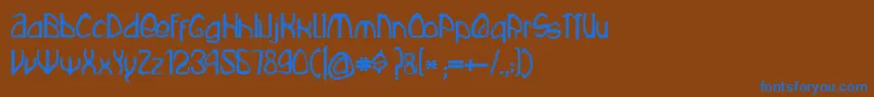 フォントRustika – 茶色の背景に青い文字