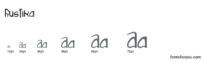 Größen der Schriftart Rustika (117836)
