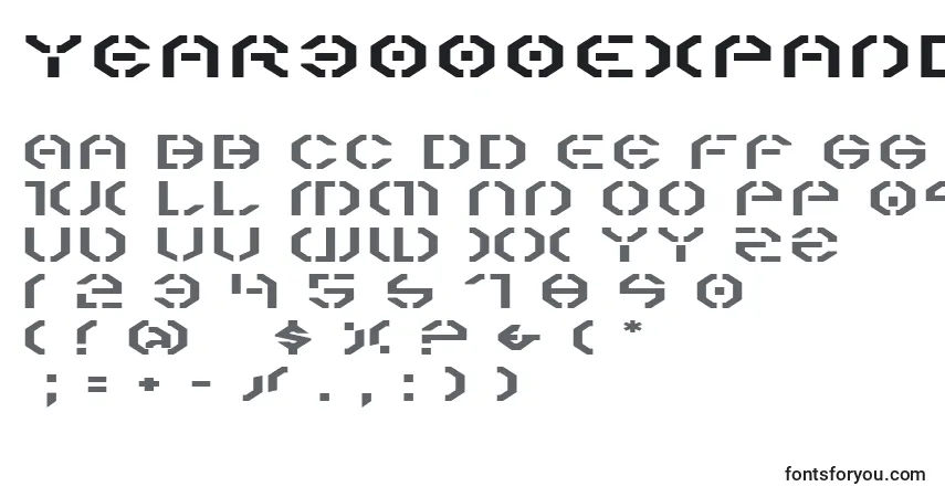 A fonte Year3000Expanded – alfabeto, números, caracteres especiais