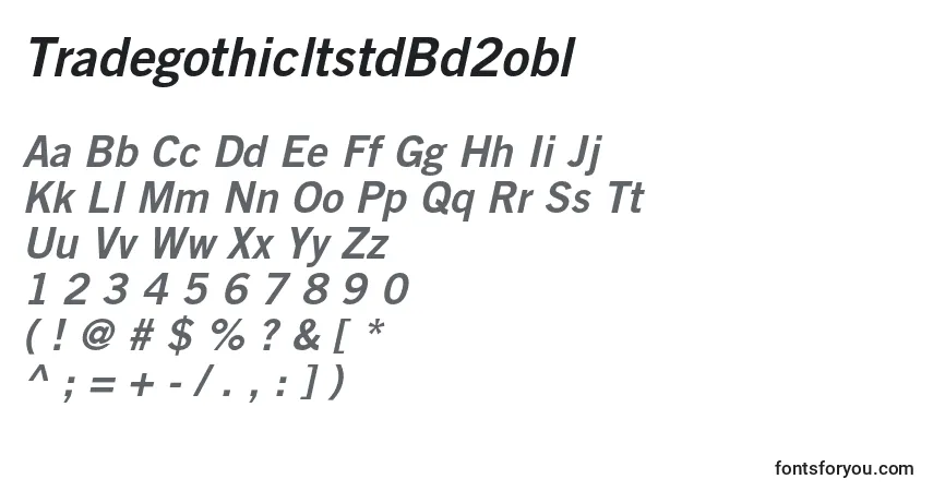 A fonte TradegothicltstdBd2obl – alfabeto, números, caracteres especiais