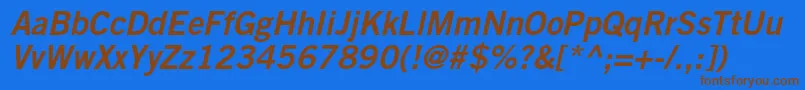 TradegothicltstdBd2obl Font – Brown Fonts on Blue Background