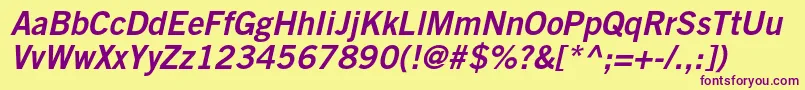 TradegothicltstdBd2obl Font – Purple Fonts on Yellow Background