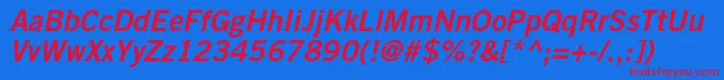 TradegothicltstdBd2obl Font – Red Fonts on Blue Background