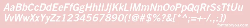 フォントTradegothicltstdBd2obl – ピンクの背景に白い文字