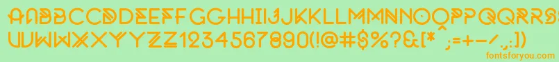 フォントOriginalByFnkfrsh – オレンジの文字が緑の背景にあります。