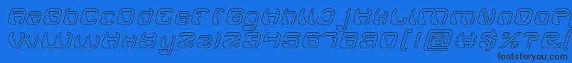 ElectroMagnetHollow-Schriftart – Schwarze Schriften auf blauem Hintergrund