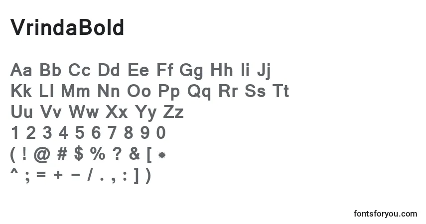 A fonte VrindaBold – alfabeto, números, caracteres especiais
