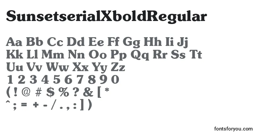 Schriftart SunsetserialXboldRegular – Alphabet, Zahlen, spezielle Symbole