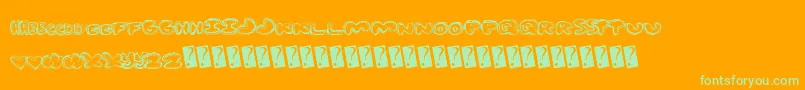 Outlinearound-Schriftart – Grüne Schriften auf orangefarbenem Hintergrund