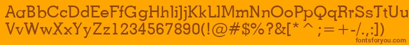 Fonte PfdetourRegular – fontes marrons em um fundo laranja