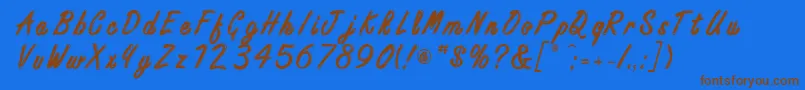 FreestyleScriptitcBold-Schriftart – Braune Schriften auf blauem Hintergrund