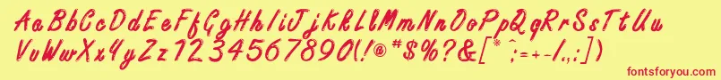 FreestyleScriptitcBold-Schriftart – Rote Schriften auf gelbem Hintergrund