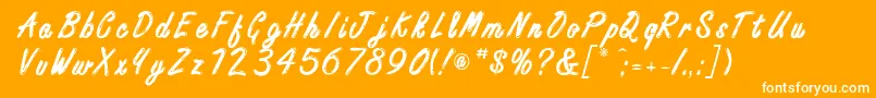 FreestyleScriptitcBold-fontti – valkoiset fontit oranssilla taustalla