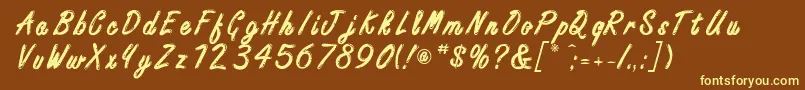 FreestyleScriptitcBold-Schriftart – Gelbe Schriften auf braunem Hintergrund