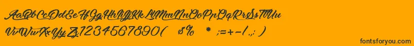 MoonlightsOnTheBeach-Schriftart – Schwarze Schriften auf orangefarbenem Hintergrund