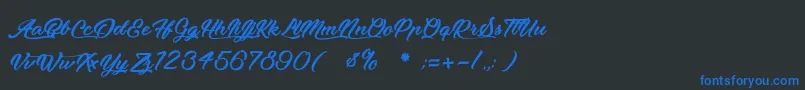 MoonlightsOnTheBeach-Schriftart – Blaue Schriften auf schwarzem Hintergrund