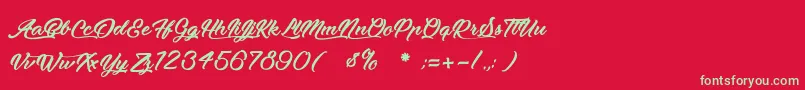 MoonlightsOnTheBeach Font – Green Fonts on Red Background