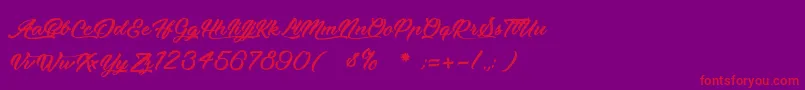 MoonlightsOnTheBeach Font – Red Fonts on Purple Background