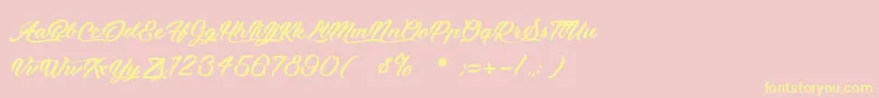 More about MoonlightsOnTheBeach Font MoonlightsOnTheBeach Font – Yellow Fonts on Pink Background