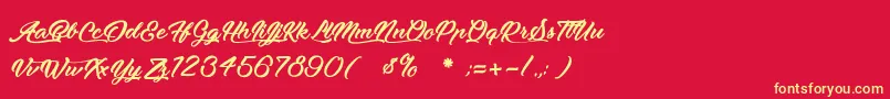 MoonlightsOnTheBeach Font – Yellow Fonts on Red Background