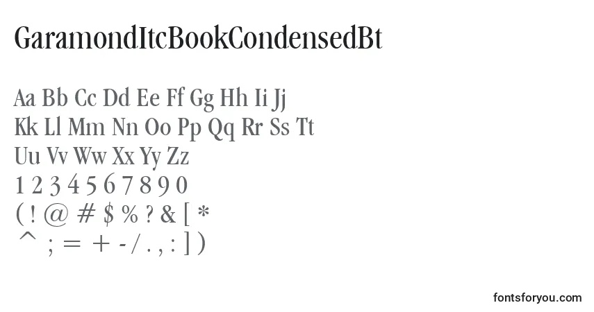 Czcionka GaramondItcBookCondensedBt – alfabet, cyfry, specjalne znaki