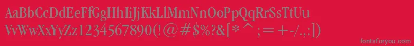 Fonte GaramondItcBookCondensedBt – fontes cinzas em um fundo vermelho