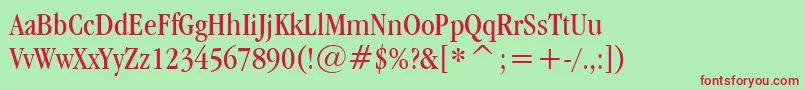 GaramondItcBookCondensedBt Font – Red Fonts on Green Background