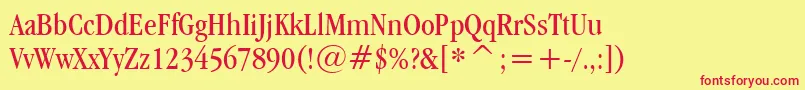 GaramondItcBookCondensedBt Font – Red Fonts on Yellow Background