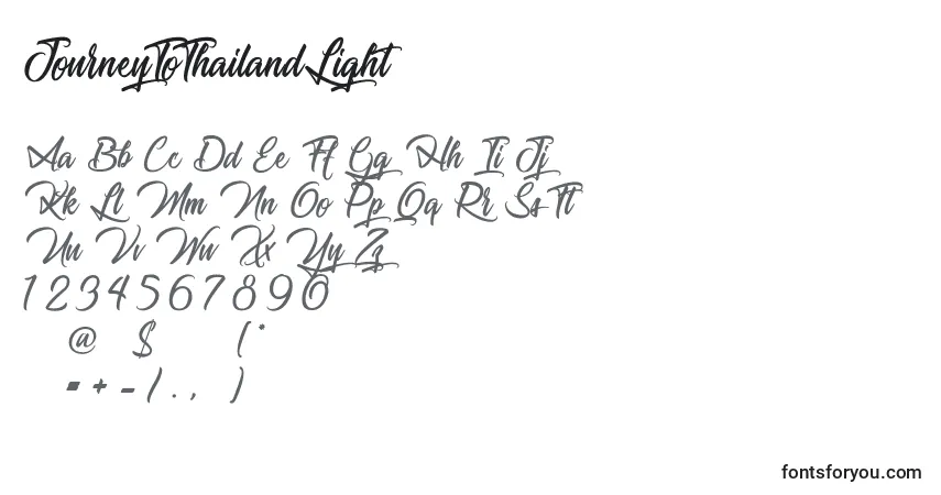 Шрифт JourneyToThailandLight – алфавит, цифры, специальные символы