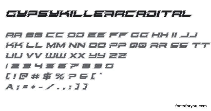 Шрифт Gypsykilleracadital – алфавит, цифры, специальные символы