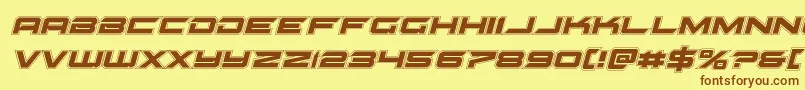フォントGypsykilleracadital – 茶色の文字が黄色の背景にあります。